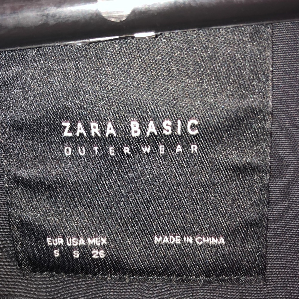 ZARA BASIC Outerwear long black jacket coat parka size small water repellent​​​ - Picture 7 of 11